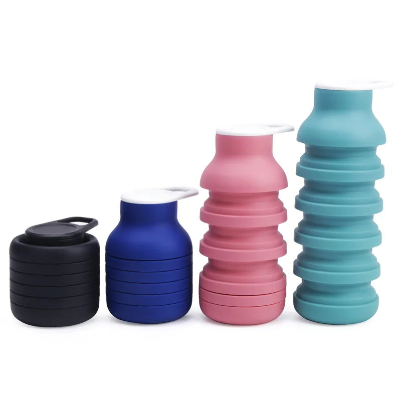 Silicone Collapsible Travel Sports Water Bottle 600ml
