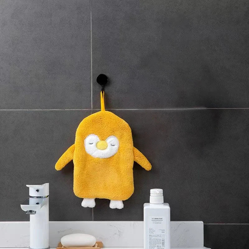 Penguin Coral Velvet Hand Towel – Thick & Absorbent
