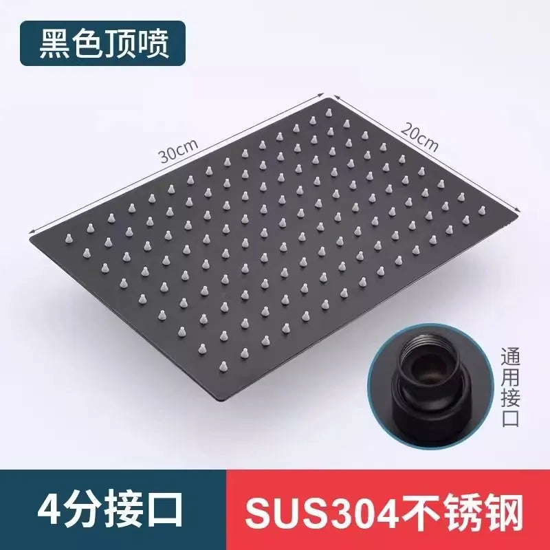 SUS304 Stainless Steel Rectangular Rainfall Shower Head | Ultra Thin