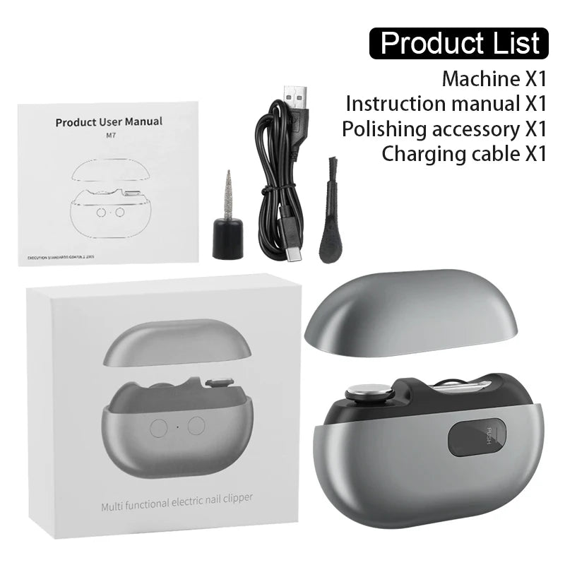 Electric Nail Cutter With Led Light Rechargeable Electric Painless Automatic Trimmer Suitable For Infants And Adults Peaceful Pleasures Health and Wellness DARK GRAY