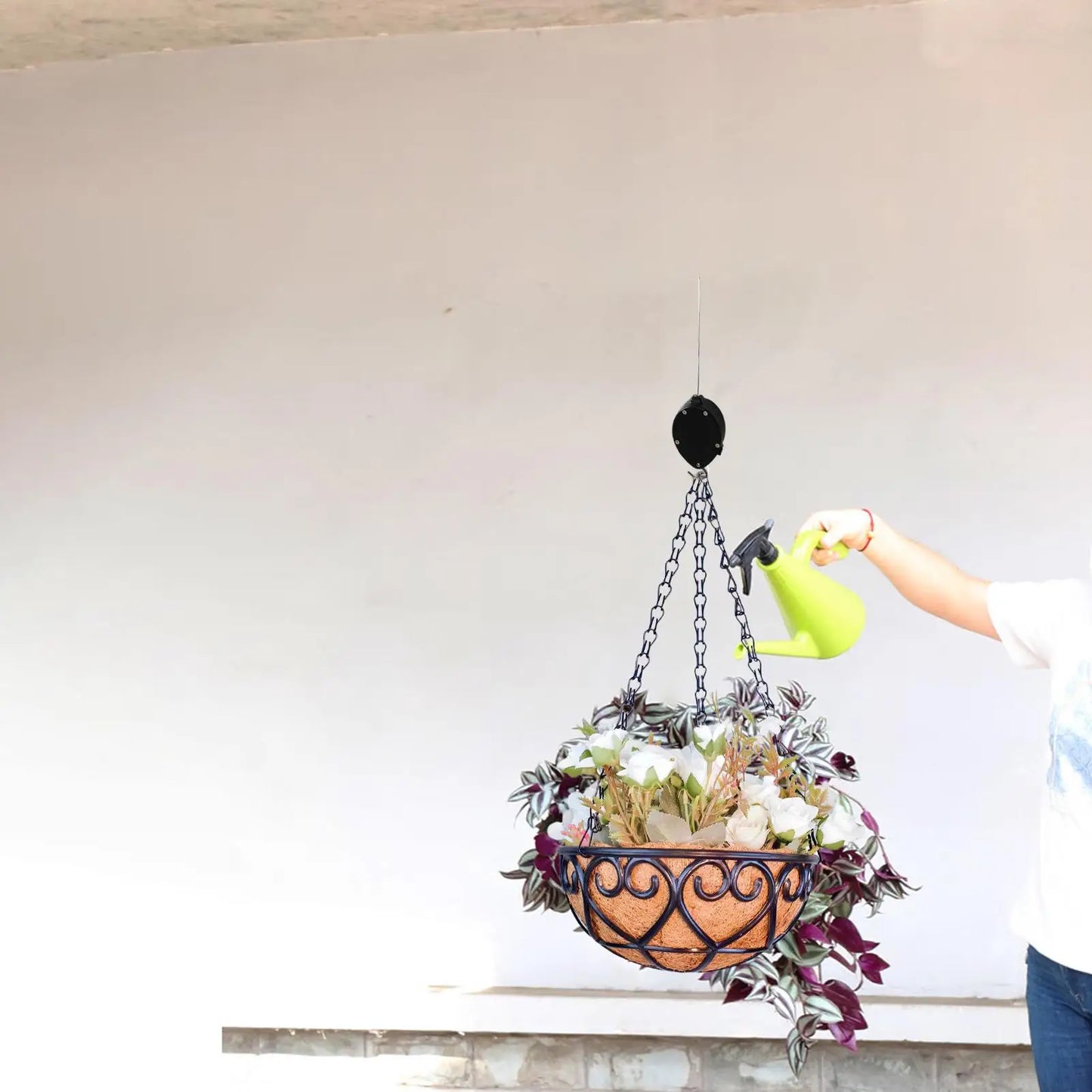 Resin Hanging Planter Basket with Chain | Indoor & Outdoor