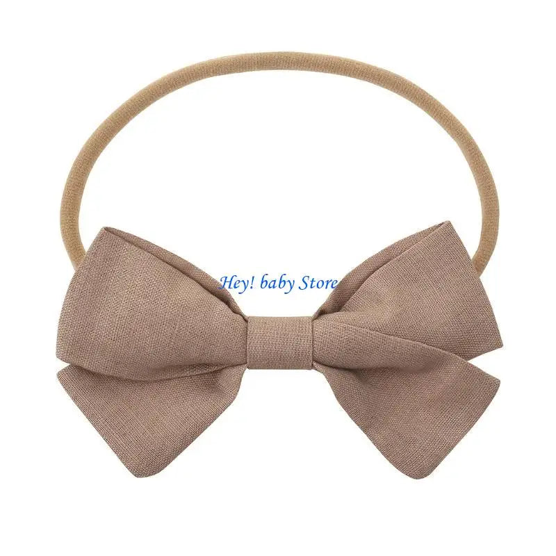 Newborn Baby Elastic Bow Knot Headband | Soft Linen Hair Band
