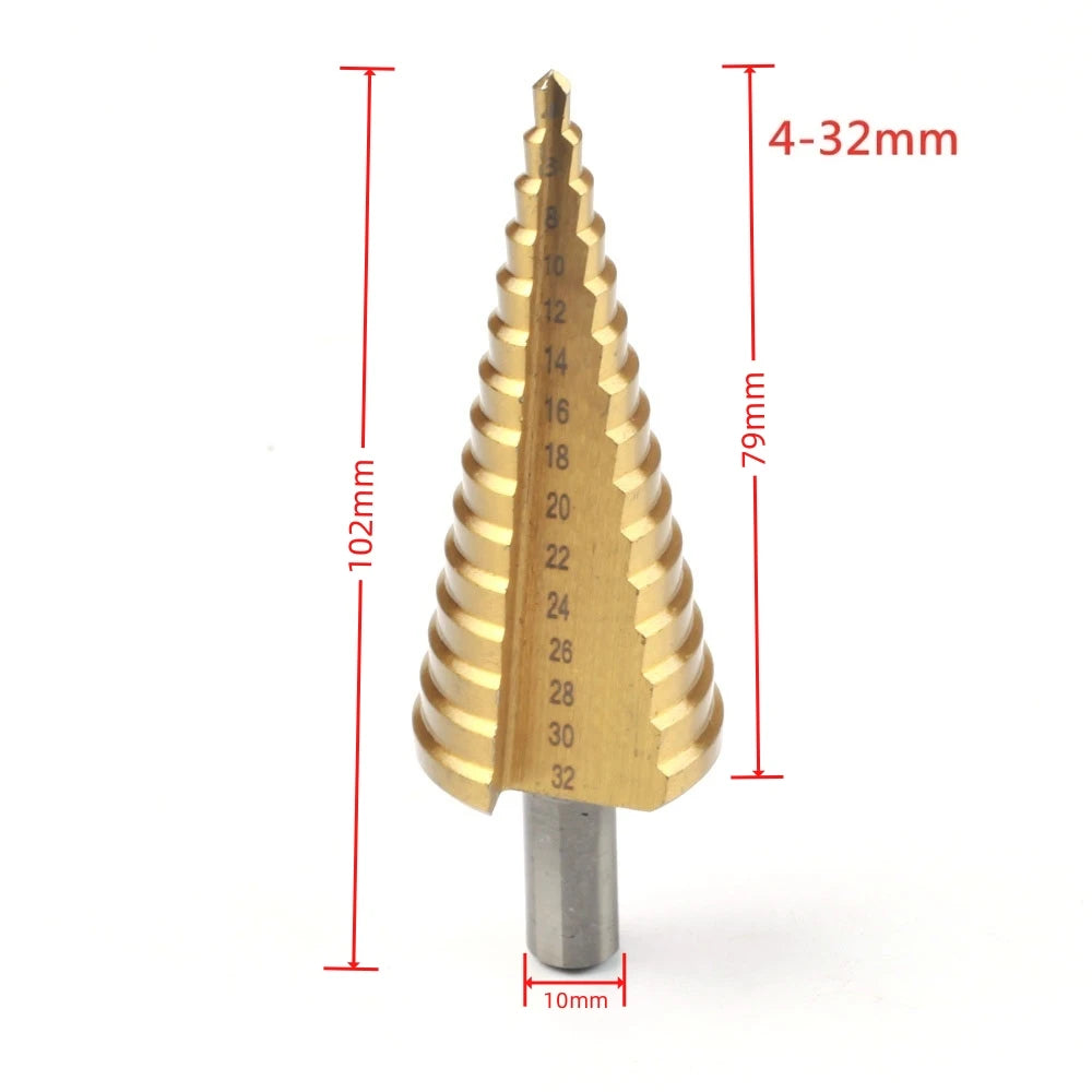 HSS Titanium Step Drill Bit 4-32/4-42mm – Wood & Metal Peaceful Pleasures Health and Wellness