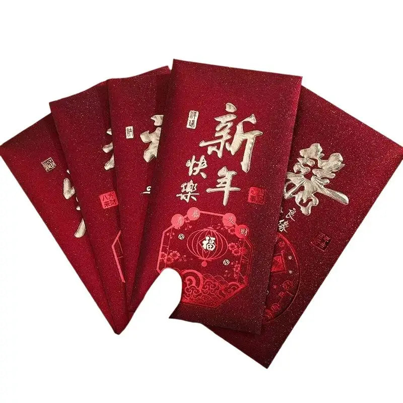 10-Pack Chinese New Year Snake Red Envelopes – Matte Gold