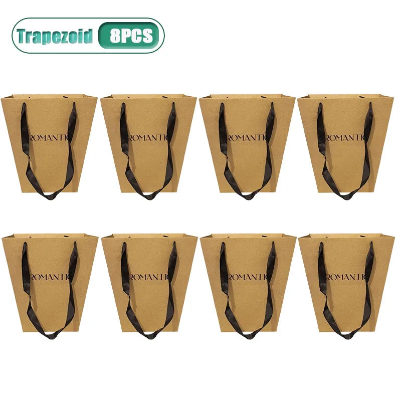 Kraft Paper Tote Bags with Satin Handle | Gift & Wedding Bags