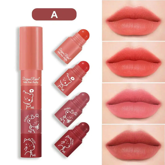 Dragon Ranee 4-in-1 Velvet Matte Lipstick Set – Waterproof Lip Kit Matte Lipstick Set Oasis Select