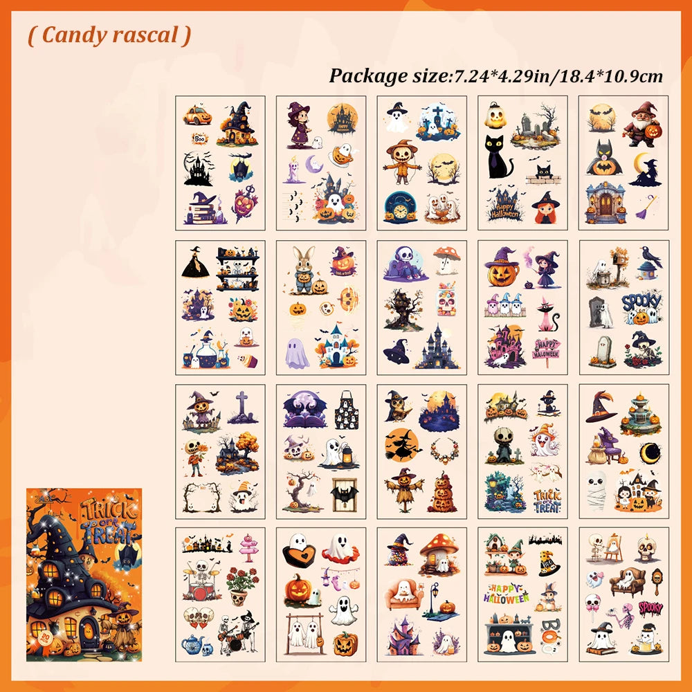 20 Sheets Halloween Castle Creative Stickers Handheld Sticker Book