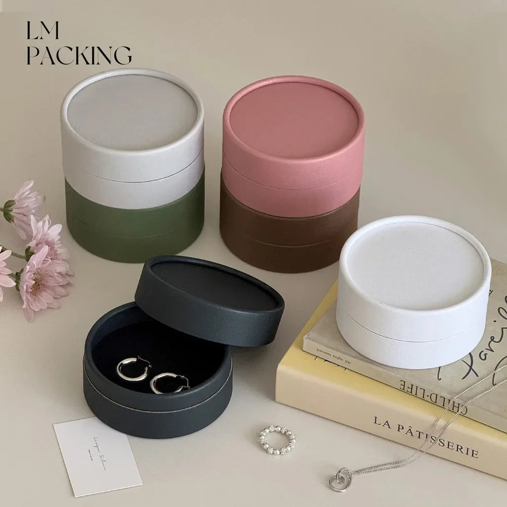 Round Minimalist Jewelry Box | Elegant Paper Gift Box
