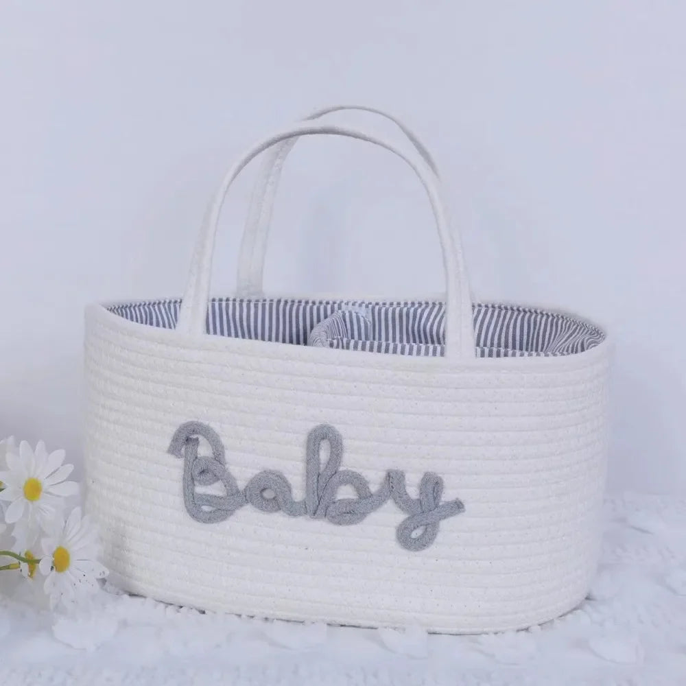 Cotton Rope Baby Diaper Storage Basket | Foldable Organizer