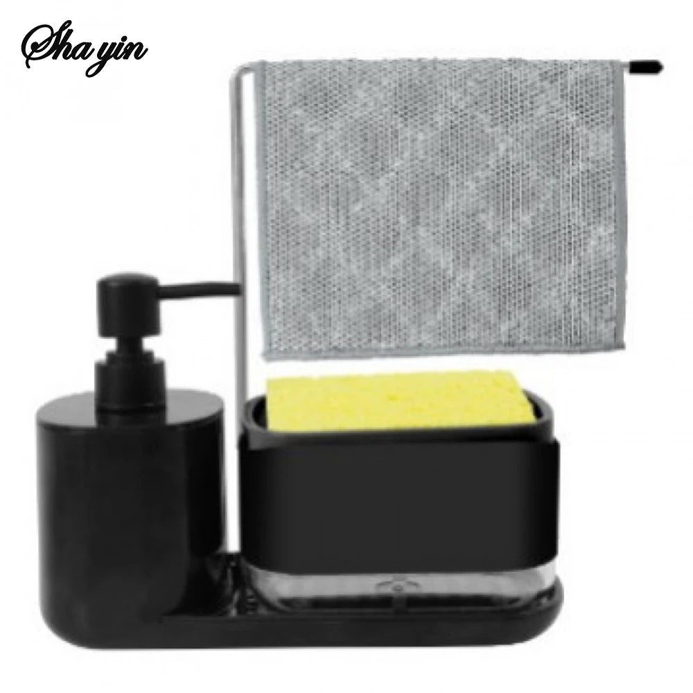 Dual Soap Dispenser with Sponge And Dishcloth Holder Kitchen Hand Dish Soap Dispenser with Tray Multi-Functional Kitchen Soap Peaceful Pleasures Health and Wellness A
