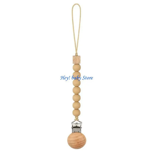 Baby Pacifier Clip Chain | Silicone Beads & Wooden Teether Pacifier Clip Chain Peaceful Pleasures Health and Wellness