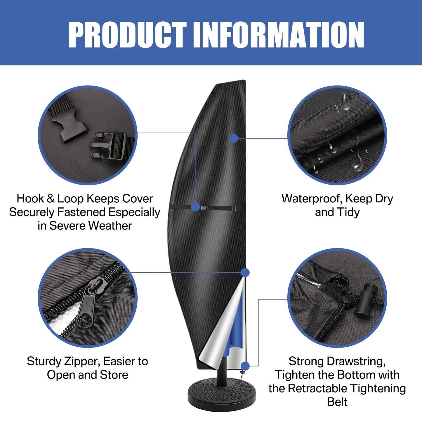 210D Oxford Patio Umbrella Cover – Waterproof & UV-Resistant