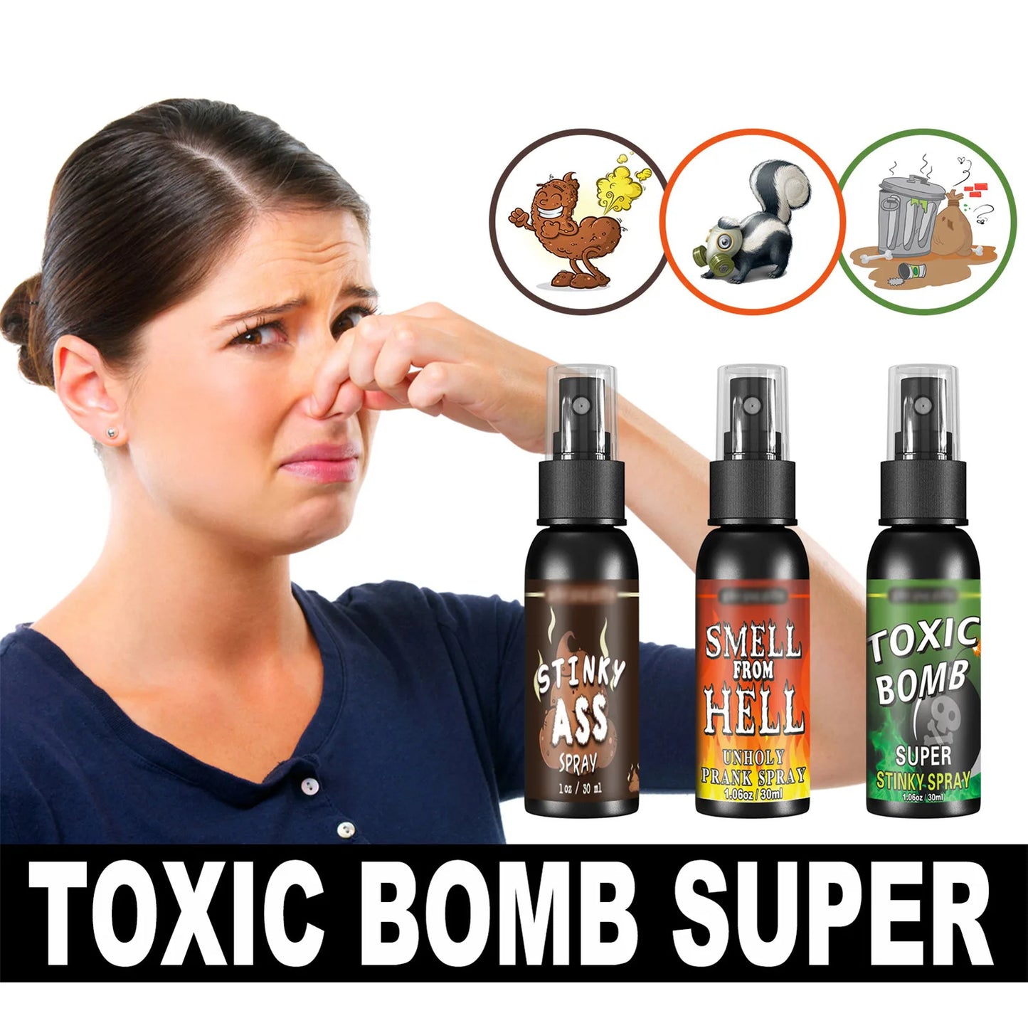 3 Pack Stinky Ass Fart Spray Stink Hilarious Gag Gifts Non Toxic Long Lasting for Halloween Prank Gift Peaceful Pleasures Health and Wellness