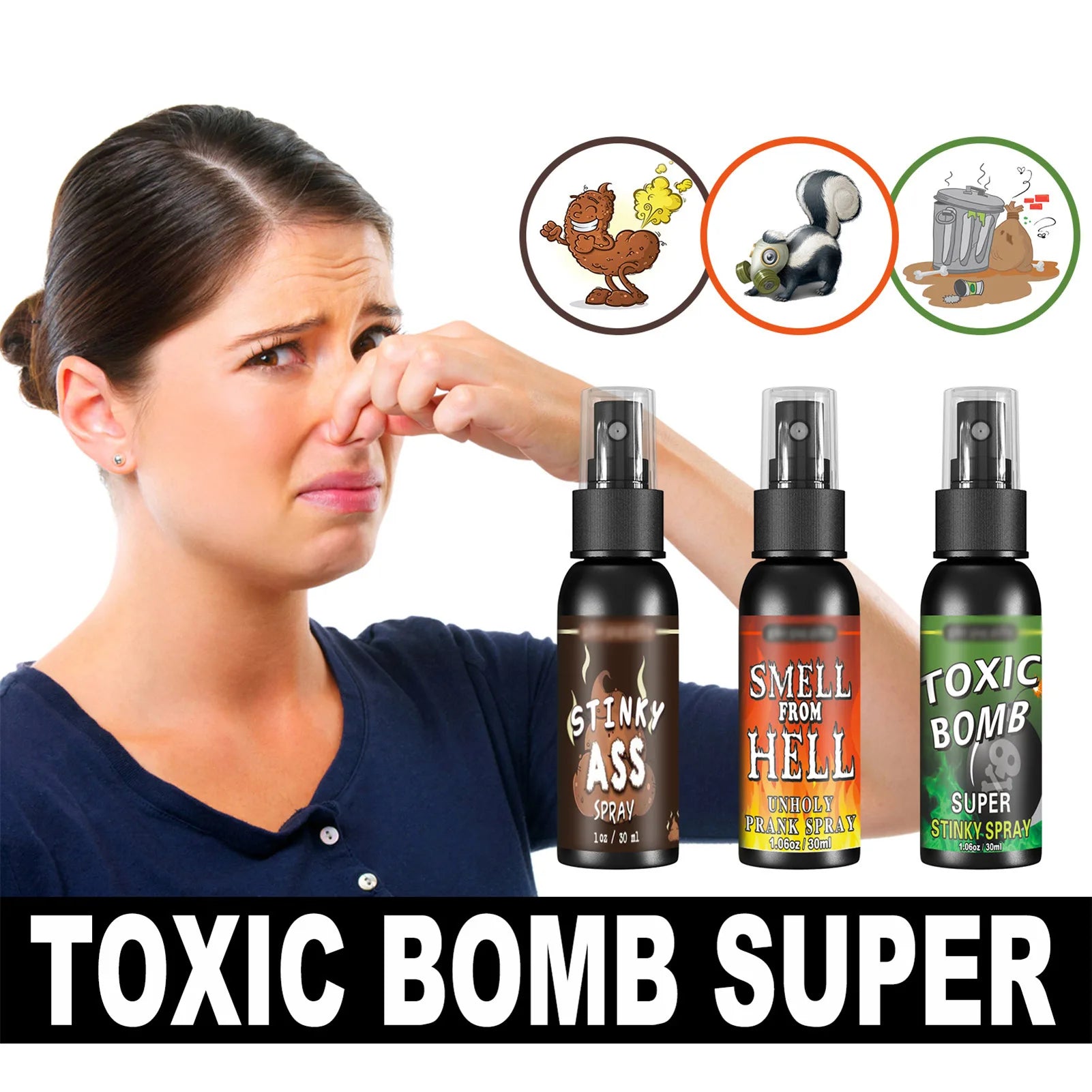 3 Pack Stinky Ass Fart Spray Stink Hilarious Gag Gifts Non Toxic Long Lasting for Halloween Prank Gift Peaceful Pleasures Health and Wellness