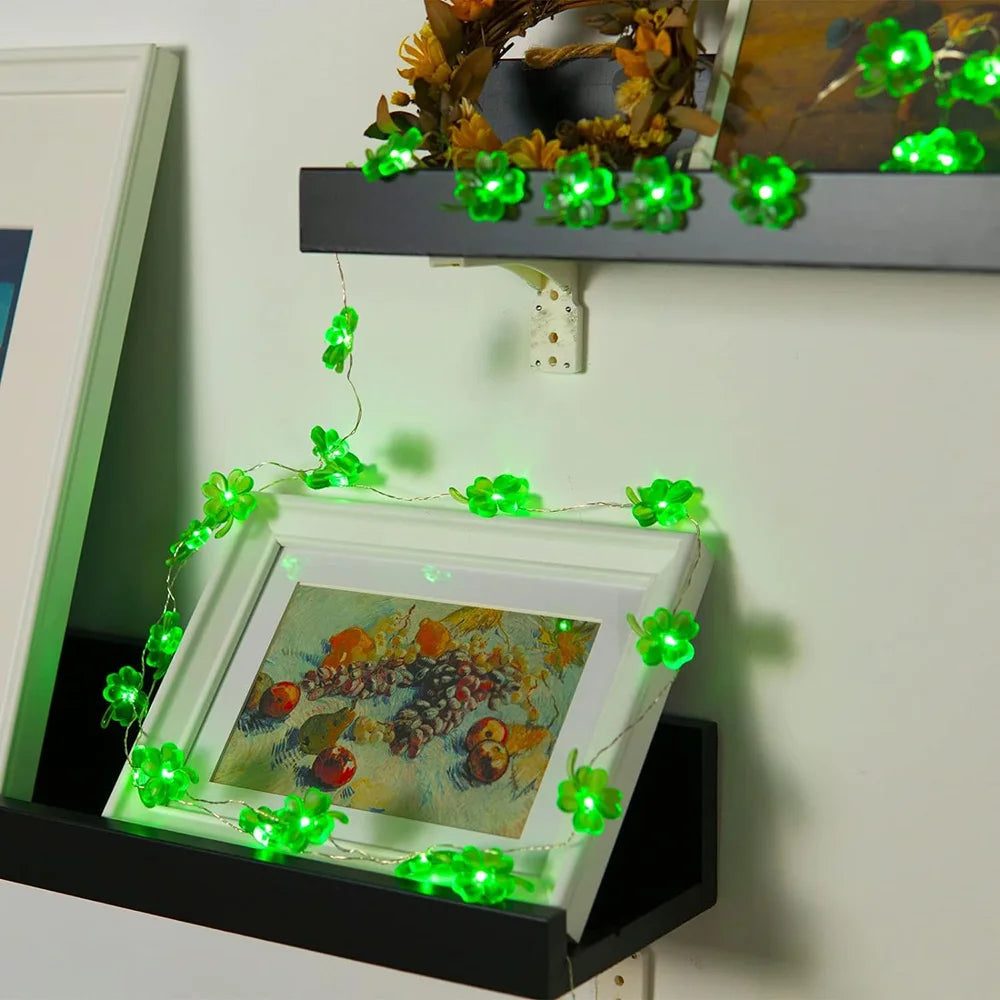 2M Four-Leaf Clover LED String Lights | Battery-Powered Decor