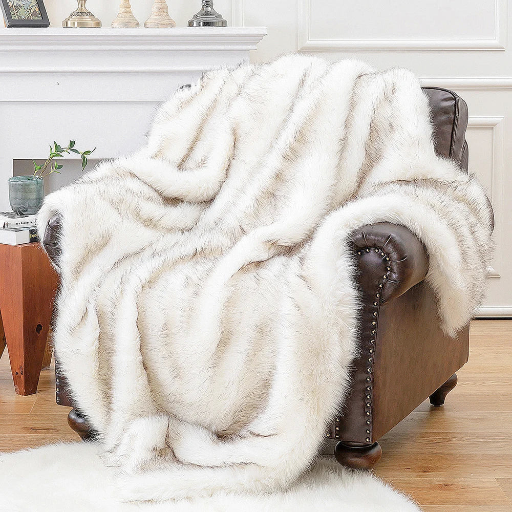 Battilo Faux Fur Blanket Plaid Throw for Sofa Luxury Fox Fur Throw Blanket Winter Warm Fluffy Soft Blankets Bedspread on the Bed Peaceful Pleasures Health and Wellness