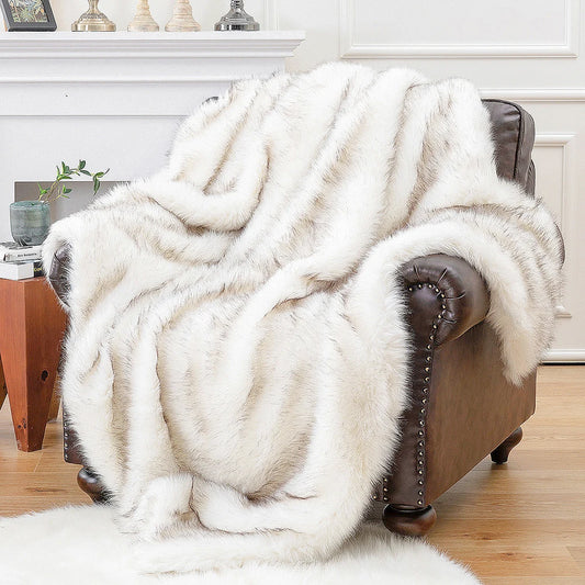 Battilo Faux Fur Blanket Plaid Throw for Sofa Luxury Fox Fur Throw Blanket Winter Warm Fluffy Soft Blankets Bedspread on the Bed Peaceful Pleasures Health and Wellness
