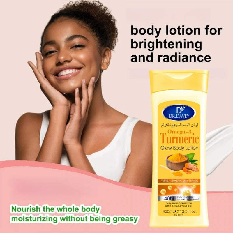 400ML Turmeric Body Lotion Large Capacity Four Seasons Moisturizing Body Lotion Refreshing Non-Greasy Fragrance Peaceful Pleasures Health and Wellness