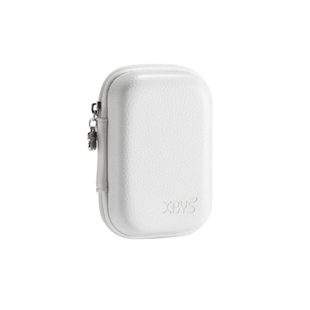 PU Leather Digital Camera Case Hard Shell Shockproof Cameras Storage Holder Earphone Data Waterproof Camera Carrying Bag SD Card Peaceful Pleasures Health and Wellness White