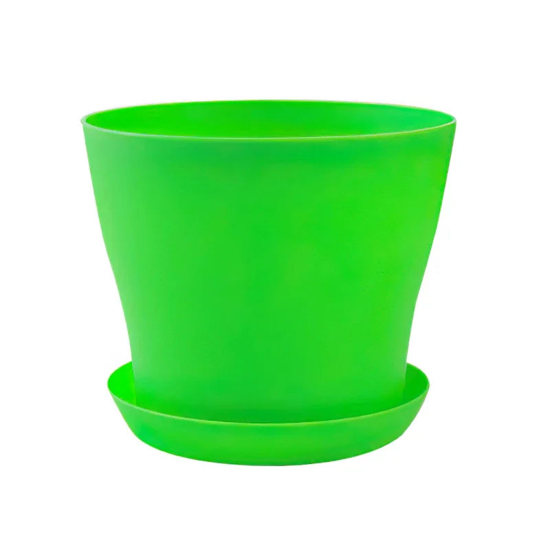 5-Size Round Plastic Planter Pots with Tray | Succulents & Bonsai