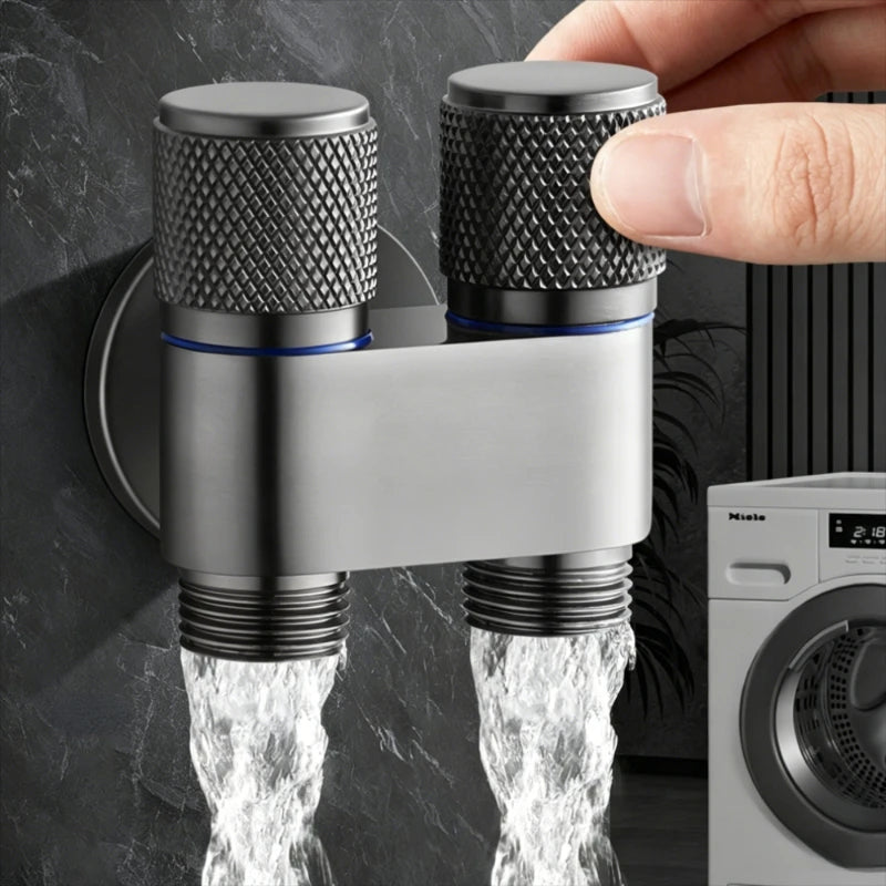 G1/2 1 In Two Out Double Control Washing Machine Faucet Toilet Triangle Valve Kitchen badSink Bathroom Basin Faucet Accessories Peaceful Pleasures Health and Wellness