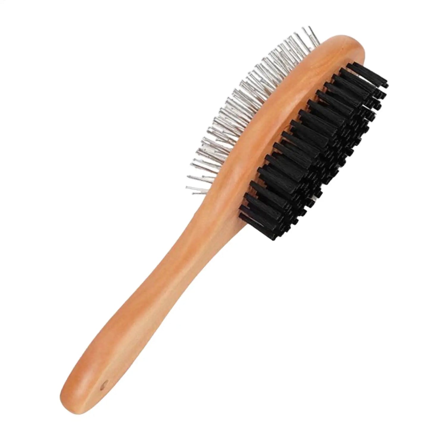 Double-Sided Pet Grooming Brush for Dogs & Cats | Wood Handle