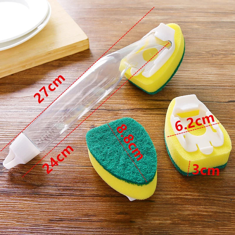 Dish Wand Soap Cleaning Brush Set Replacement Sponge Refill Liquid Washing Home Kitchen Sink Scrubber Cleaning Cleaning Tool Peaceful Pleasures Health and Wellness