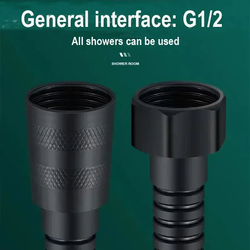 Shower Hose Garden Water Hose Black Extension 1.5/2M Pipe Flexible Accessories New Pipes SUS304 Pull Bathroom Extendable Hoses Peaceful Pleasures Health and Wellness