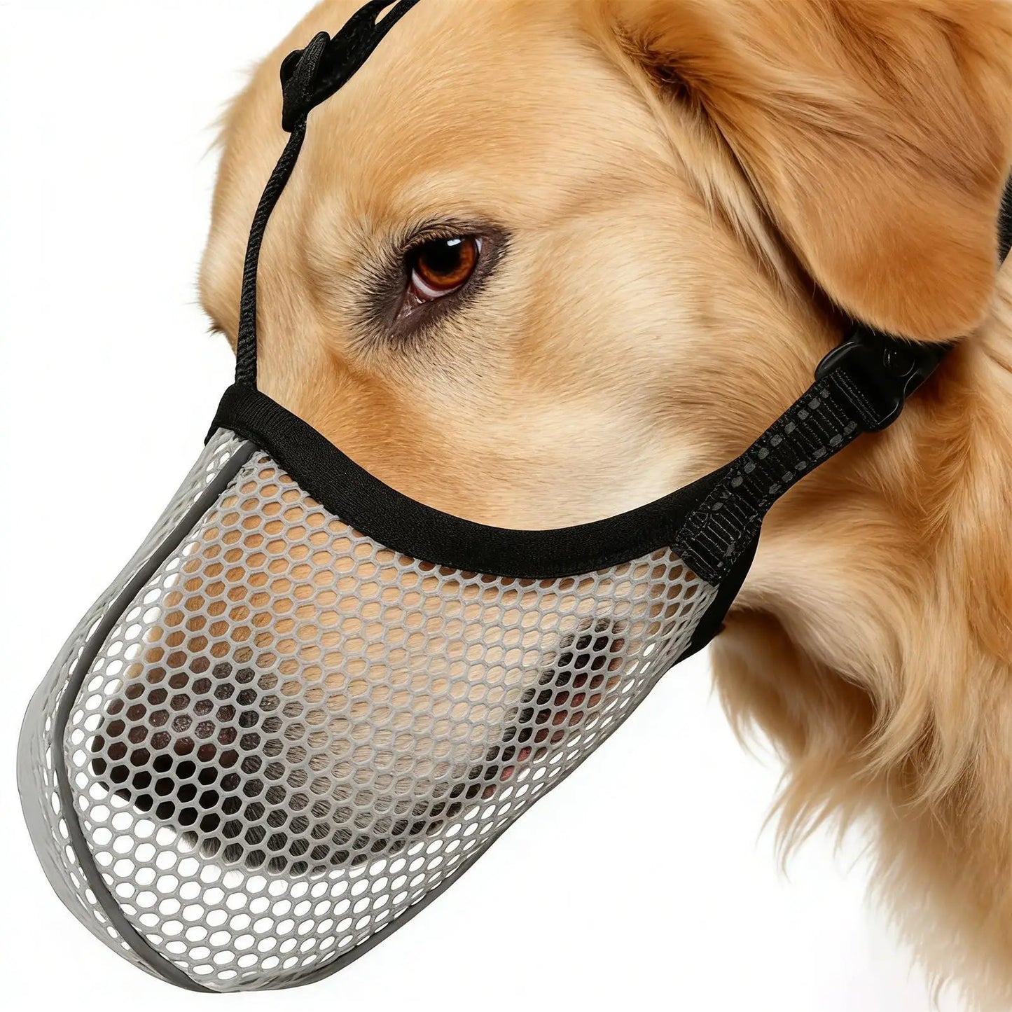 Breathable Mesh Dog Muzzle – Reflective, Adjustable S/M/L