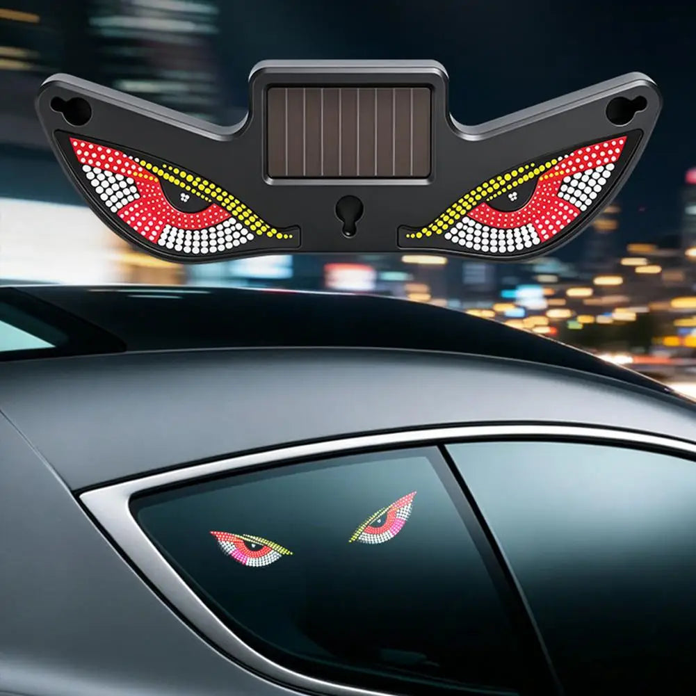 Solar Demon Eye LED Car Window Dynamic Devil Eyes LED Ambient Lights Animated Flashing Warning Lamp for SUV Rear Windshield Peaceful Pleasures Health and Wellness