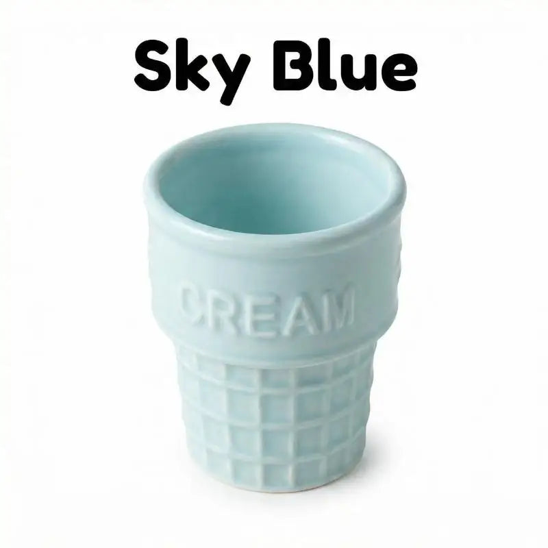 Ceramic Ice Cream Cup | Waffle Cone Dessert Mug | Cute & Colorful