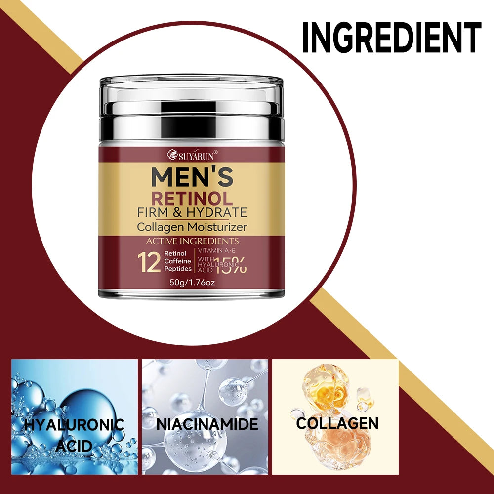 Collagen Retinol Men's Face Cream - Anti-Aging Wrinkle Reduction & Firming Moisturizer, Oil-Free Hydrating Skincare for Men. Peaceful Pleasures Health and Wellness
