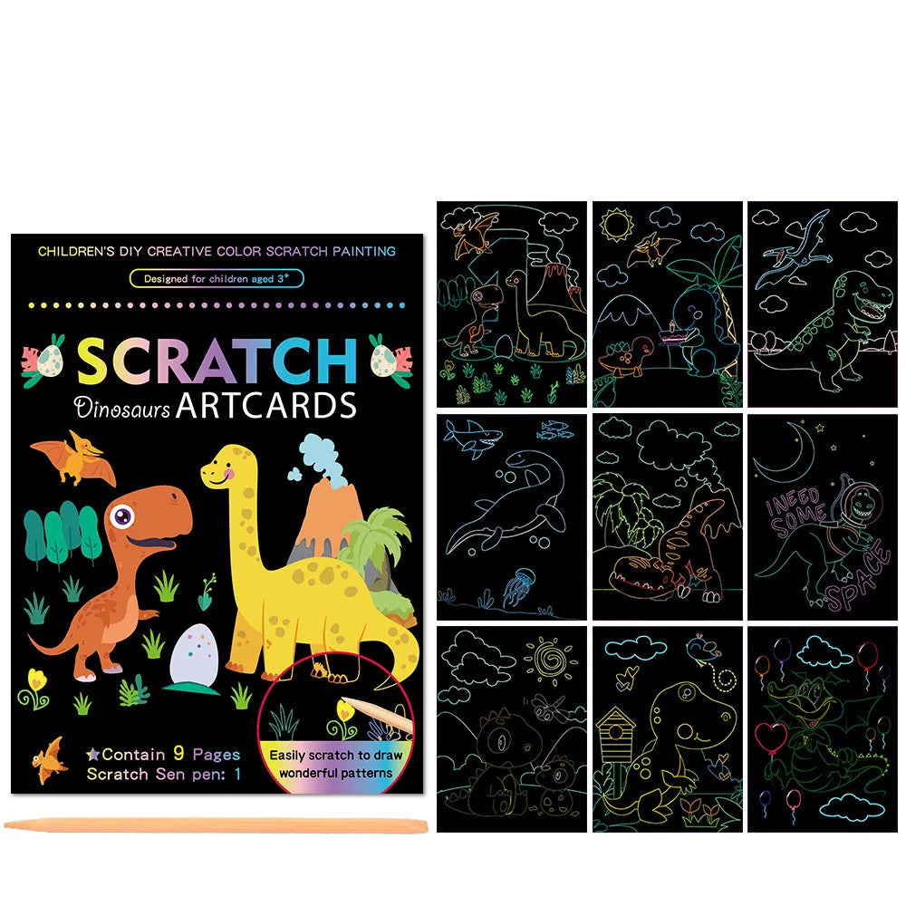 Children Scratch Painting Magic Rainbow Colors Art Card Books Early