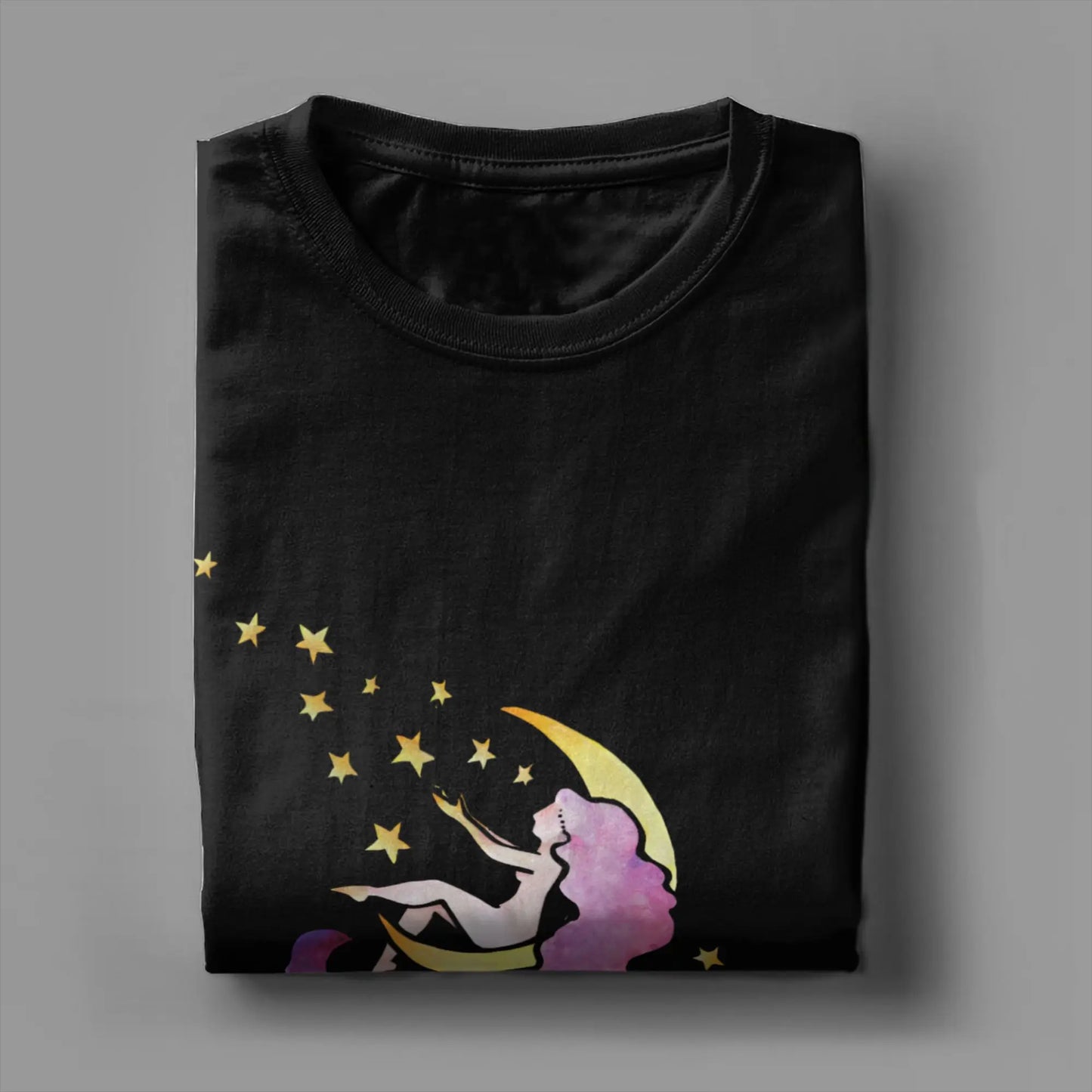 Men's Moon Goddess T Shirt Pure Cotton Clothes Vintage Short Sleeve Crew Neck Tees New Arrival T-Shirt Peaceful Pleasures Health and Wellness