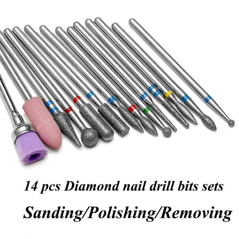14Pcs/Set Various Nail Polishing Head Sets Electric Nail Drills Nail File Tools for Removing Dead Skin and Polishing Nails Peaceful Pleasures Health and Wellness