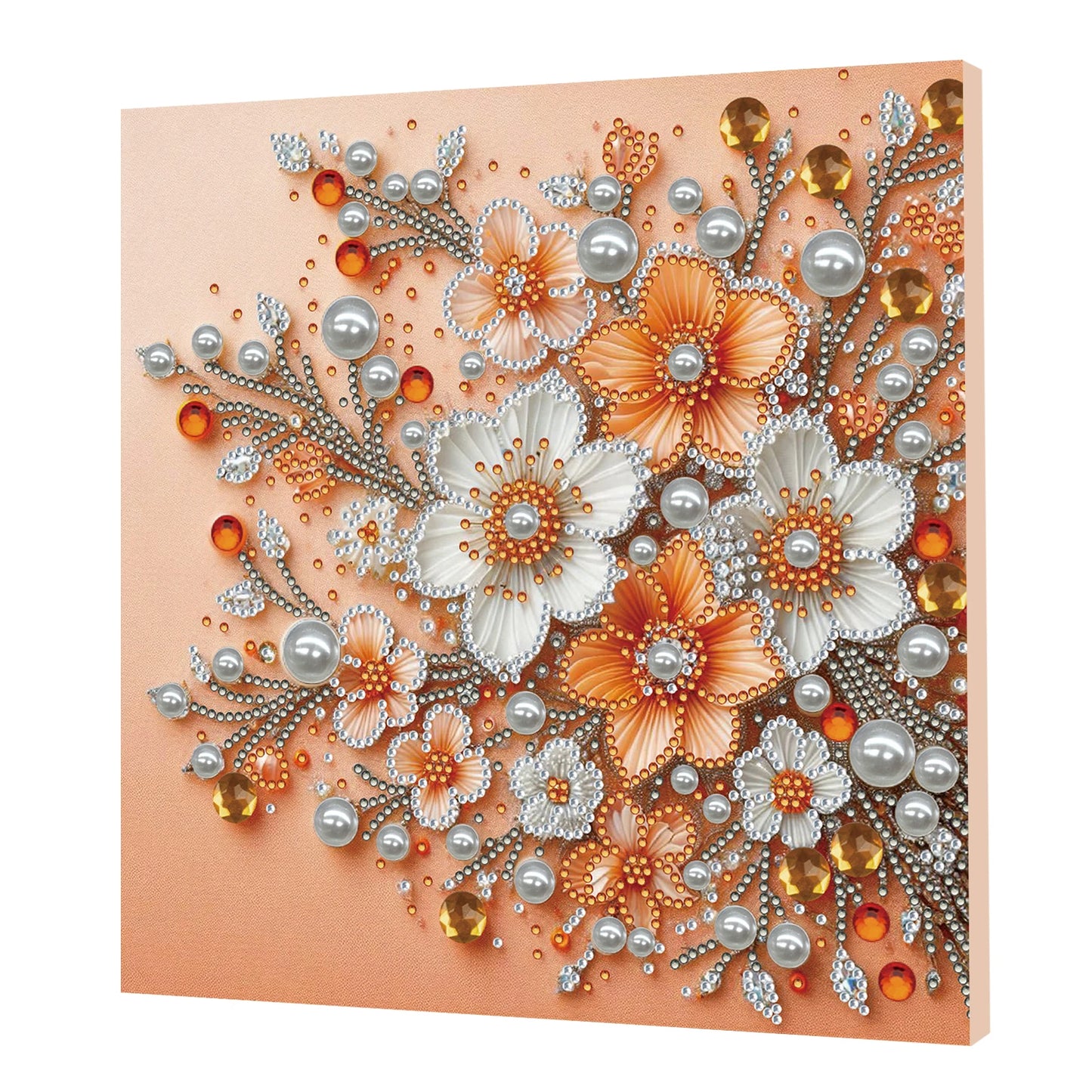 Pearl Gem Diamond Art Painting Kit with Frame 9.84x9.84in DIY Art Craft Pearl Diamond Painting for Adults Home Wall Decor Peaceful Pleasures Health and Wellness Flowers