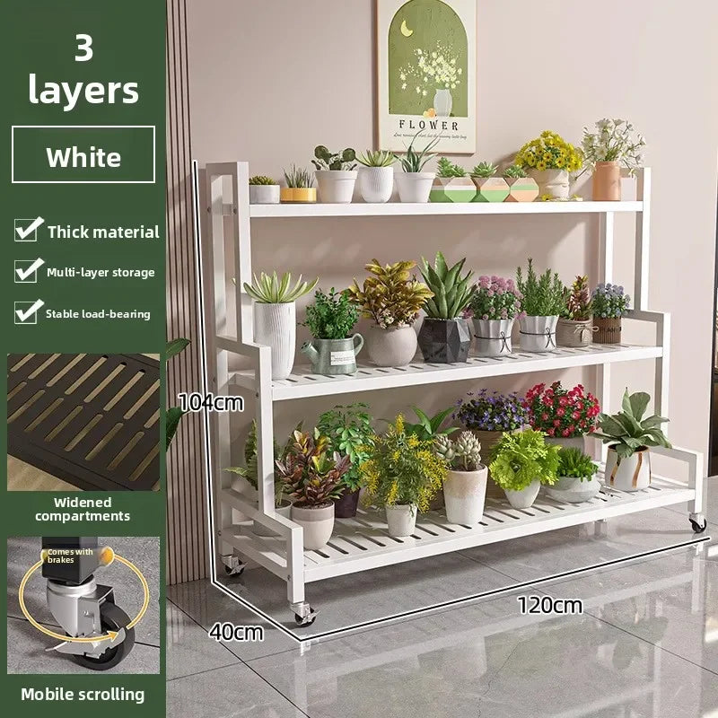 Wrought Iron Multi-Layer Plant Stand | Floor Flower Rack