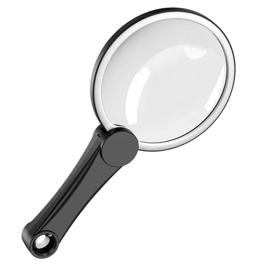 Charging Magnifying Glass 130Mm Optical Coating Mother and Child Mirror, Three Color Light Adjustable Peaceful Pleasures Health and Wellness gray