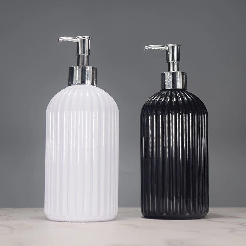 500ml Striped Soap Dispenser Bathroom Shower Wash Shampoo Bottle Refillable Kitchen Dish And Hands Soap Container Peaceful Pleasures Health and Wellness