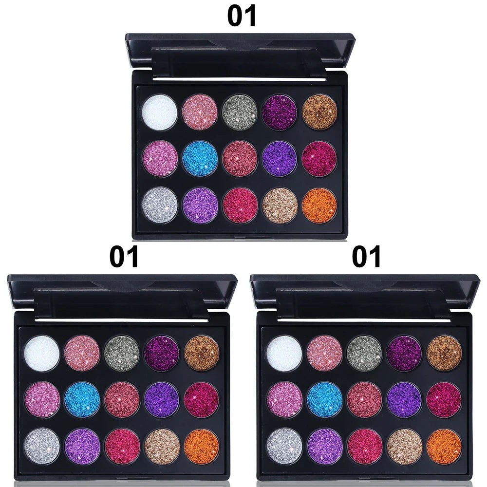 CmaaDu 15-Color Diamond Glitter Eyeshadow Palette – Shimmer