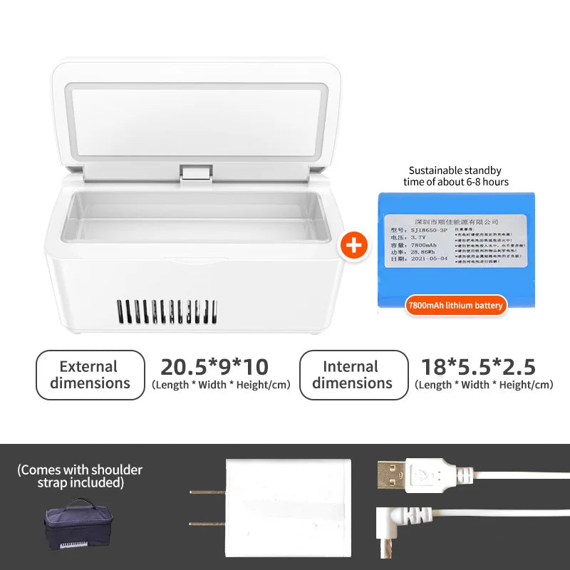Portable Insulin Cooler 2-8°C LCD Mini Medicine Refrigerator
