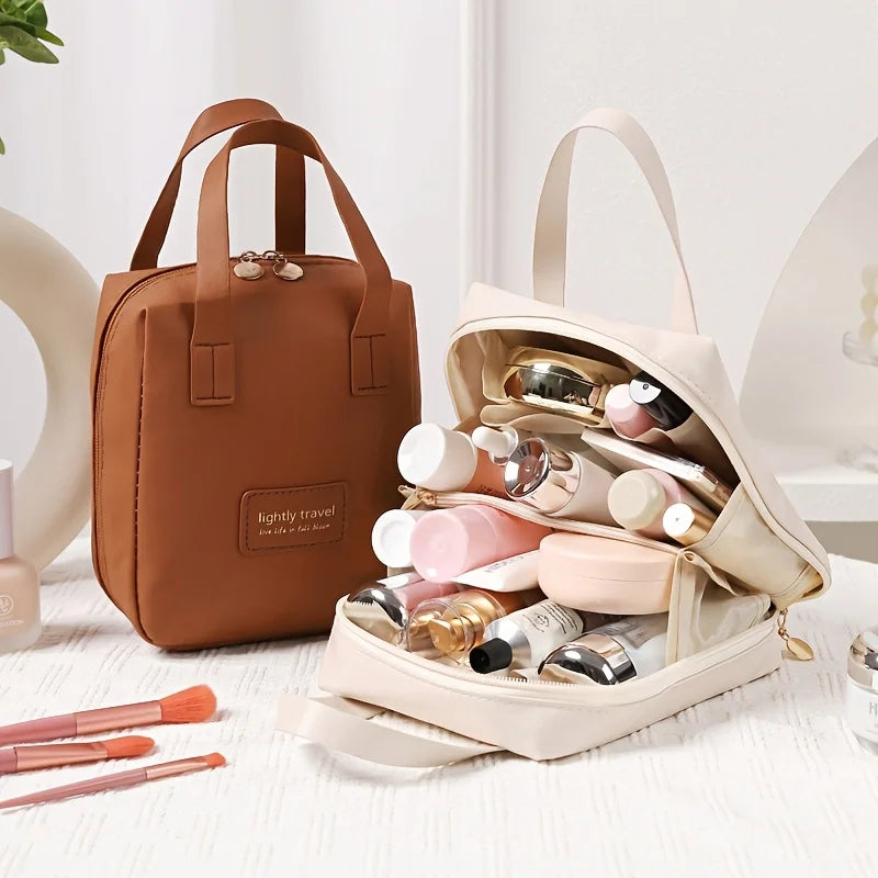 Large PU Leather Travel Makeup Bag – Wide-Open Cosmetic Organizer