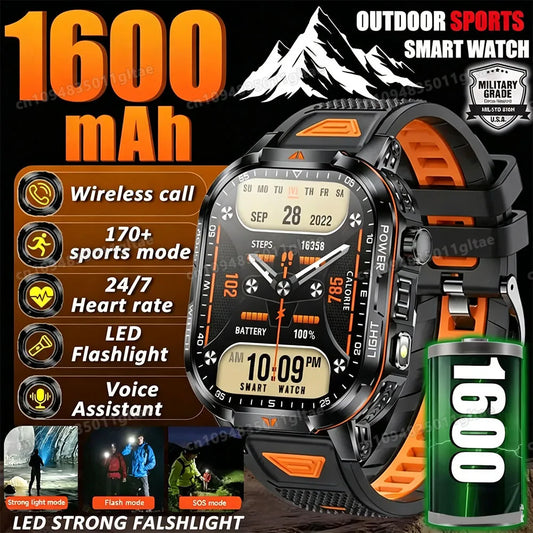 2026 New Military Smart Watch Men IP67 3ATM Outdoor Sports Fitness Tracker Blood Pressure Health Monitor BT Calls GPS Smartwatch Peaceful Pleasures Health and Wellness