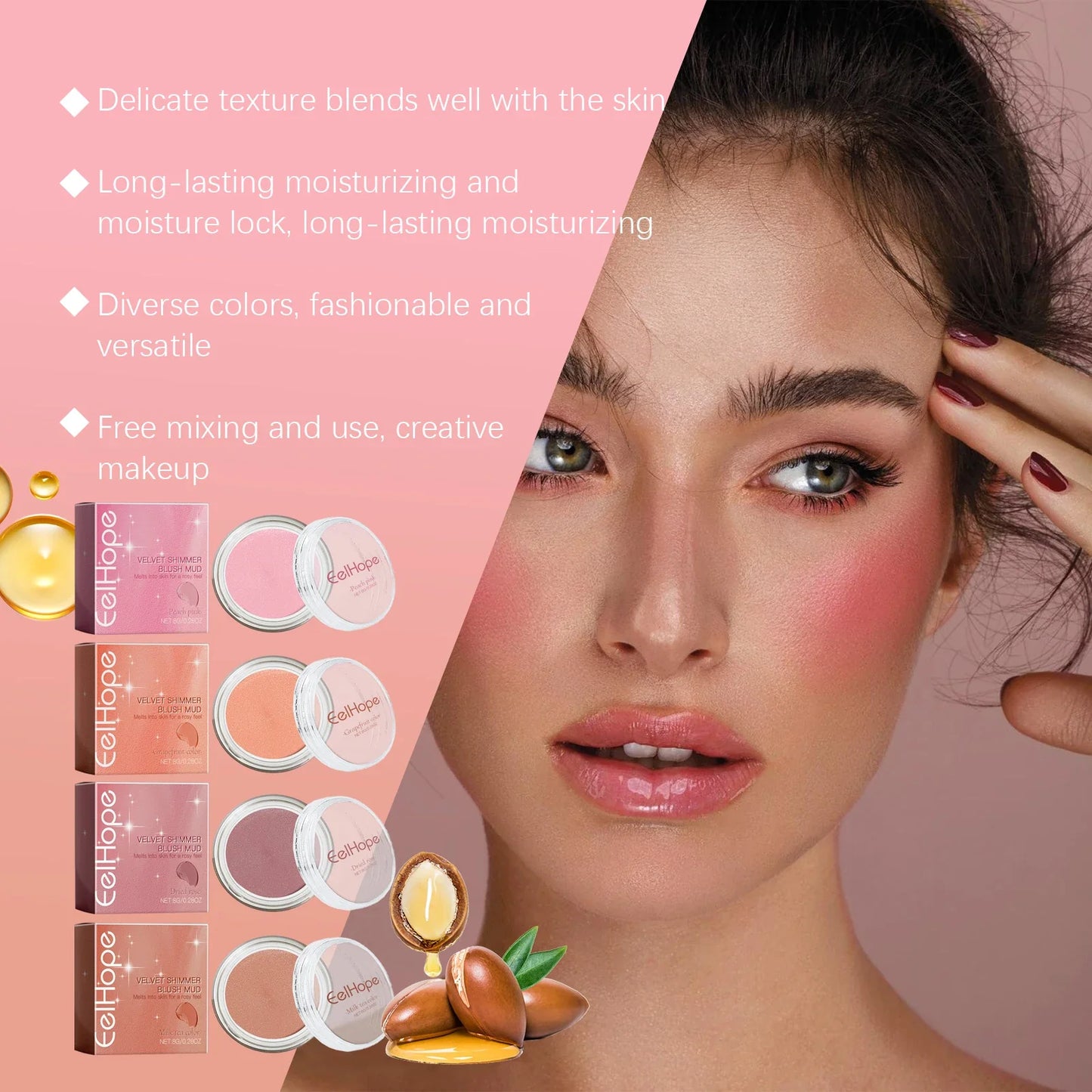 EELHOPE Velvet Shimmer Blush Mud – Cream Cheek Color Makeup