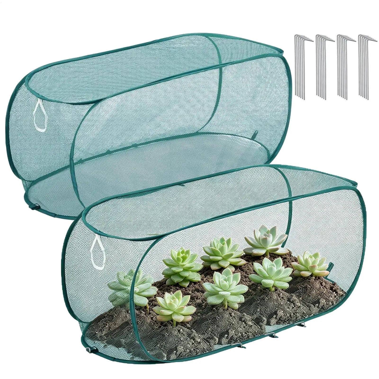 Pop-Up Garden Mesh Plant Cover 2-Pack with Ground Stakes Garden Plant Cover Peaceful Pleasures Health and Wellness