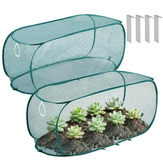Pop-Up Garden Mesh Plant Cover 2-Pack with Ground Stakes Garden Plant Cover Peaceful Pleasures Health and Wellness