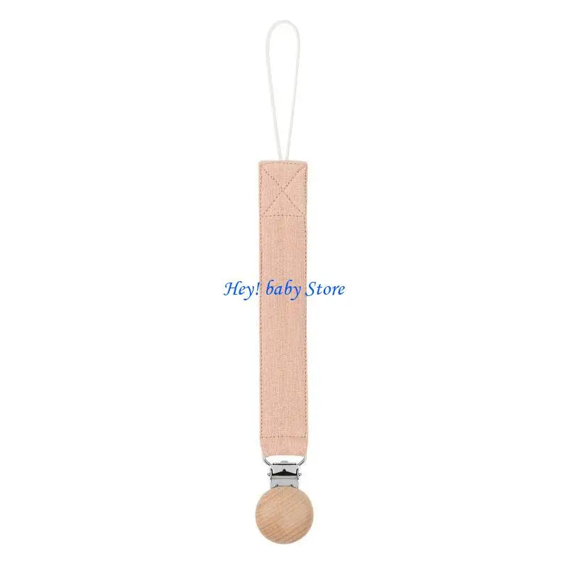 Baby Pacifier Clip Chain Holder | Cotton, Metal & Beech Wood