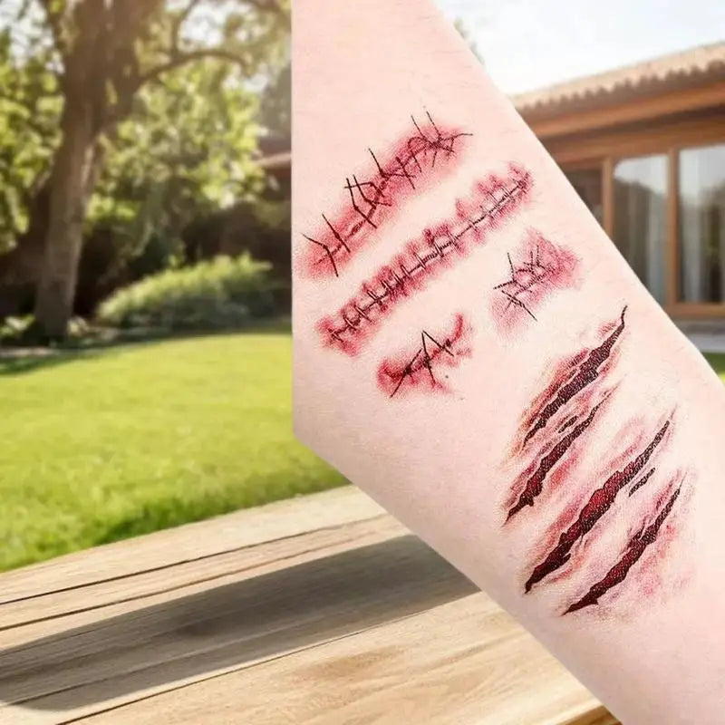 20 Sheets 3D Realistic Scar Tattoos - Waterproof Fake Bloody Wound Stickers For Halloween Cosplay Face & Body Makeup Adults Peaceful Pleasures Health and Wellness