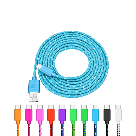 USB-A to USB-C Nylon Fast Charging Cable 2A | 1m 2m 3m USB-C Charging Cable Peaceful Pleasures Health and Wellness