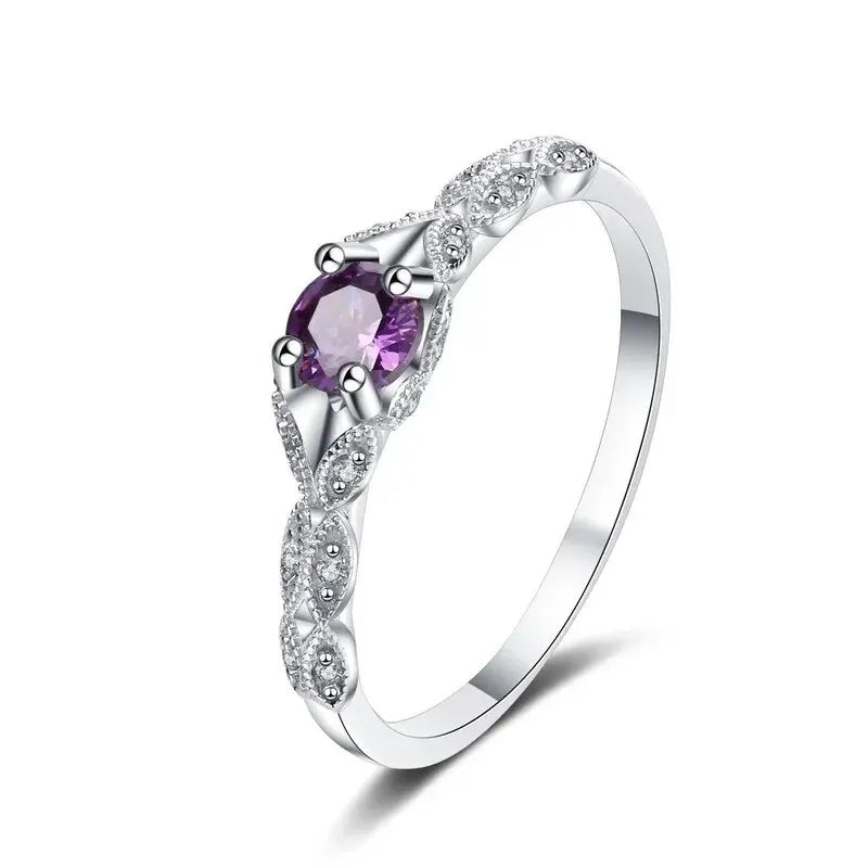 Amethyst Zirconia Silver-Plated Women's Ring | Fashion Jewellery